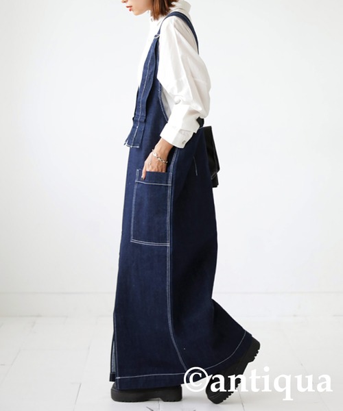antiqua(アンティカ)の「綿100%サロペットデニムスカート(サロペット/オーバーオール・レディース・ノンウォッシュ・FREE)」の14枚目の写真