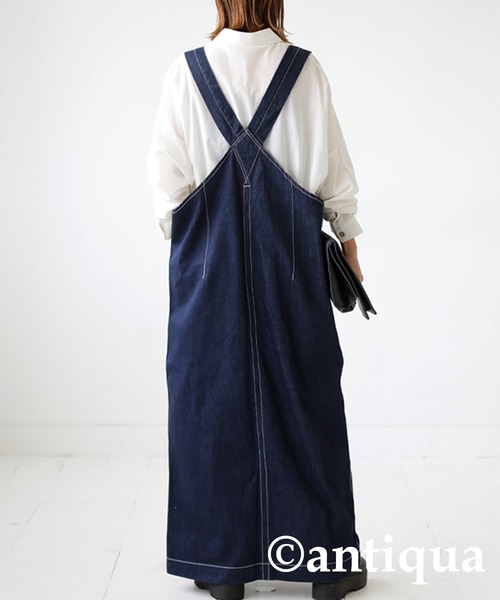 antiqua(アンティカ)の「綿100%サロペットデニムスカート(サロペット/オーバーオール・レディース・ノンウォッシュ・FREE)」の13枚目の写真