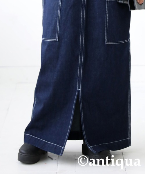 antiqua(アンティカ)の「綿100%サロペットデニムスカート(サロペット/オーバーオール・レディース・ノンウォッシュ・FREE)」の22枚目の写真