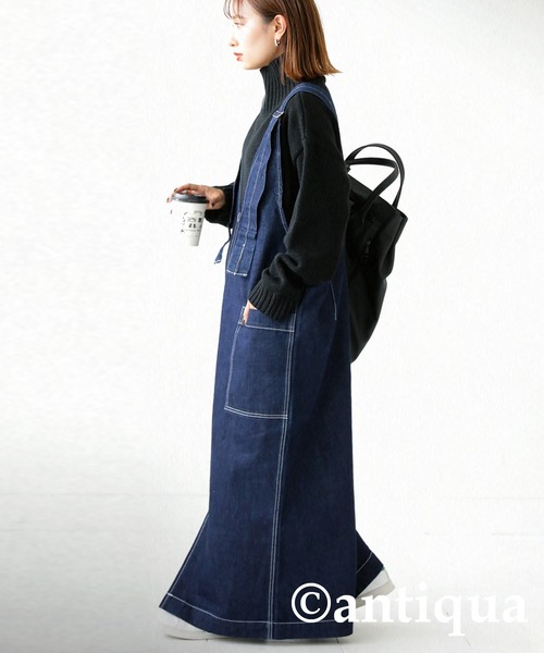 antiqua(アンティカ)の「綿100%サロペットデニムスカート(サロペット/オーバーオール・レディース・ノンウォッシュ・FREE)」の18枚目の写真