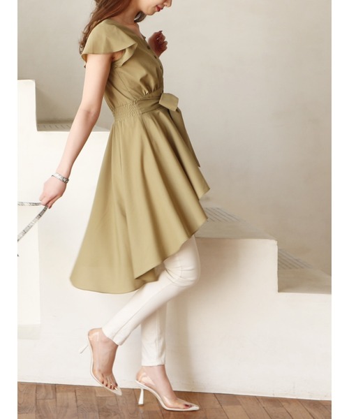 ROYAL PARTY（ロイヤルパーティー）の「袖フリルフィッシュテールブラウス（シャツ/ブラウス・レディース・オフホワイト/ベージュ/グリーン・FREE）」の3枚目の写真