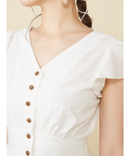 ROYAL PARTY（ロイヤルパーティー）の「袖フリルフィッシュテールブラウス（シャツ/ブラウス・レディース・オフホワイト/ベージュ/グリーン・FREE）」の7枚目の写真