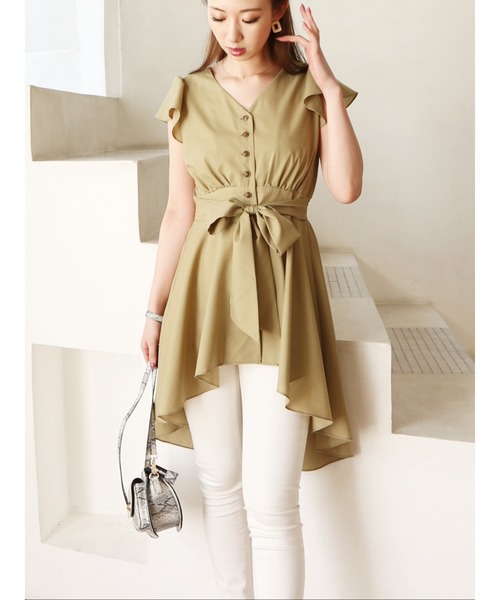 ROYAL PARTY（ロイヤルパーティー）の「袖フリルフィッシュテールブラウス（シャツ/ブラウス・レディース・オフホワイト/ベージュ/グリーン・FREE）」の12枚目の写真