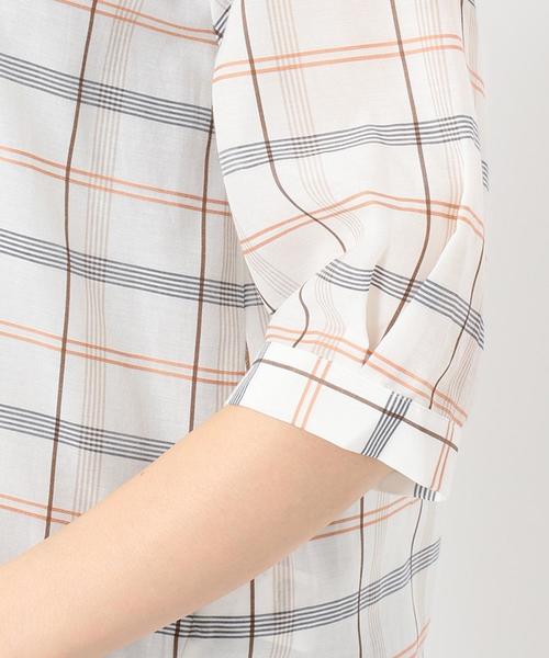 J.PRESS（ジェイプレス）の「【洗える】キュプラコットンドビーチェック 5分袖ブラウス（シャツ/ブラウス・レディース・グリーン系4/ブルー系4/オレンジ系4・T13/T15）」の11枚目の写真