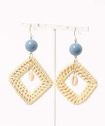 【manatula】シェル×ダイヤラタンフープピアス