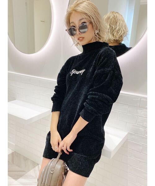 GYDA（ジェイダ）の「ハイネックjourneyモールニットワンピ（ワンピース・レディース・ブラック/ブラウン/アイボリー・FREE）」の5枚目の写真