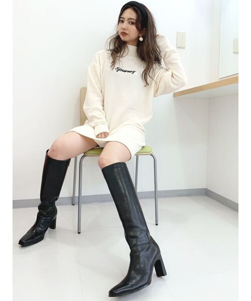 GYDA（ジェイダ）の「ハイネックjourneyモールニットワンピ（ワンピース・レディース・ブラック/ブラウン/アイボリー・FREE）」の8枚目の写真