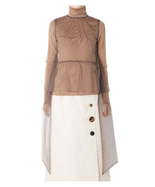 LE CIEL BLEU（ルシェルブルー）の「Tulle Peplum Top（シャツ