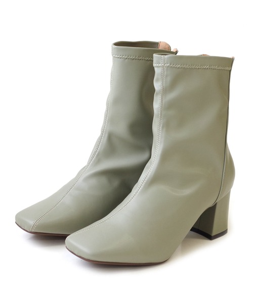 AmiAmi（アミアミ）の「スクエアトゥストレッチショートブーツ（ブーツ・レディース・ベージュ/ブラック/アイボリー/オリーブ・L/LL/M/S）」の14枚目の写真