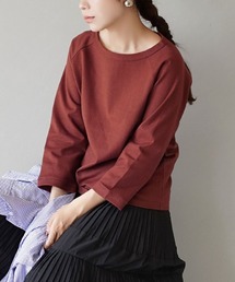 【汚れにくい撥水・撥油加工つき！】シミヘン加工 フレンチバスク ラグランカットソー［無地］