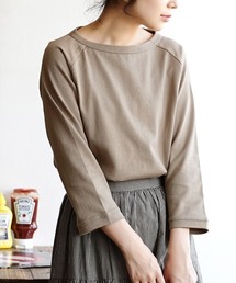 【汚れにくい撥水・撥油加工つき！】シミヘン加工 フレンチバスク ラグランカットソー［無地］