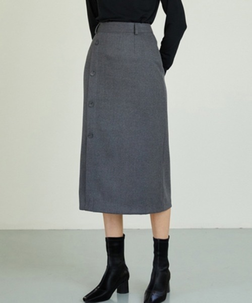【ANEDIT 】ボタンロングスカート / AE_Button Long Skirt