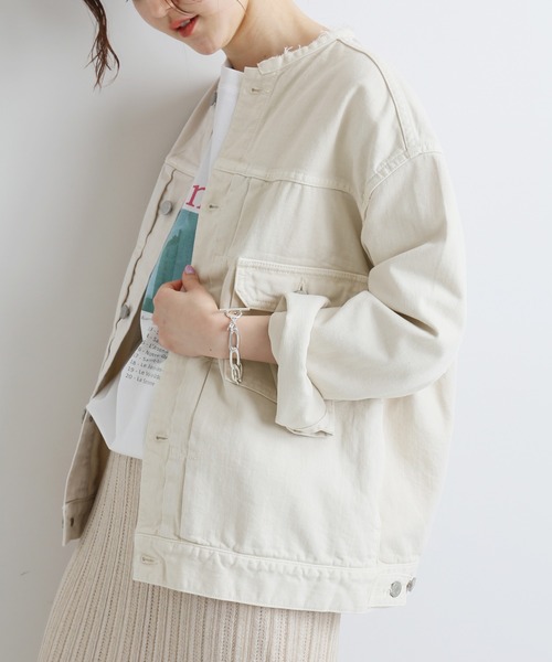 イエナ✳️リネンノーカラーブルゾン ハードマンリネンノーカラージップブルゾン | human woman