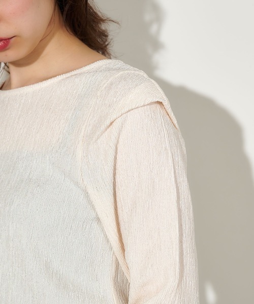 natural couture(ナチュラルクチュール)の「きらっと素材シンプルトップス(Tシャツ/カットソー・レディース・ブラック/オフホワイト/ライトベージュ・FREE)」の9枚目の写真