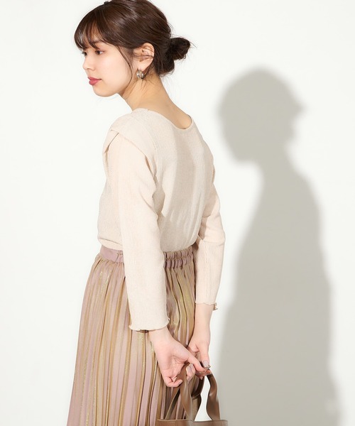 natural couture(ナチュラルクチュール)の「きらっと素材シンプルトップス(Tシャツ/カットソー・レディース・ブラック/オフホワイト/ライトベージュ・FREE)」の22枚目の写真