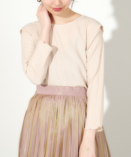 natural couture(ナチュラルクチュール)の「きらっと素材シンプルトップス(Tシャツ/カットソー・レディース・ブラック/オフホワイト/ライトベージュ・FREE)」の8枚目の写真