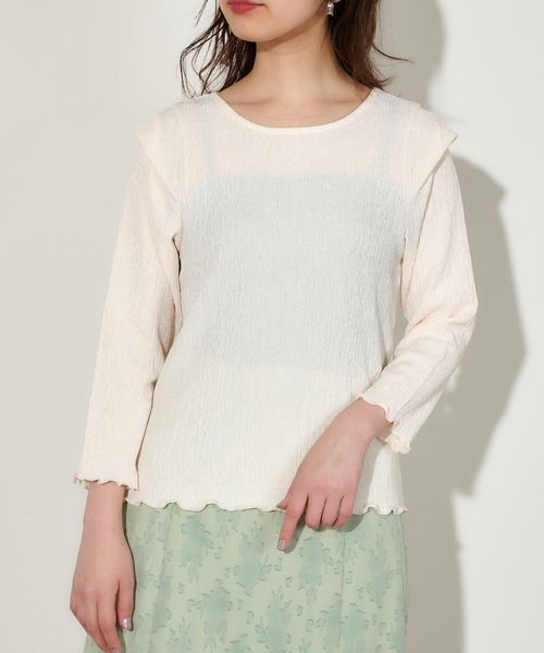 natural couture(ナチュラルクチュール)の「きらっと素材シンプルトップス(Tシャツ/カットソー・レディース・ブラック/オフホワイト/ライトベージュ・FREE)」の11枚目の写真