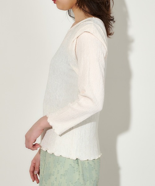 natural couture(ナチュラルクチュール)の「きらっと素材シンプルトップス(Tシャツ/カットソー・レディース・ブラック/オフホワイト/ライトベージュ・FREE)」の13枚目の写真