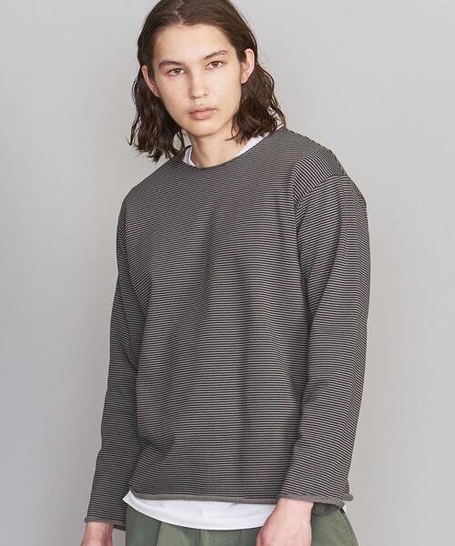 BEAUTY&YOUTH UNITED ARROWS（ビューティーアンドユースユナイテッドアローズ）の「BY カットオフ ミジンボーダー カットソー（Tシャツ/カットソー・メンズ・ネイビー/ベージュ/ダークグレー・SMALL/MEDIUM/LARGE/X-LARGE）」の5枚目の写真