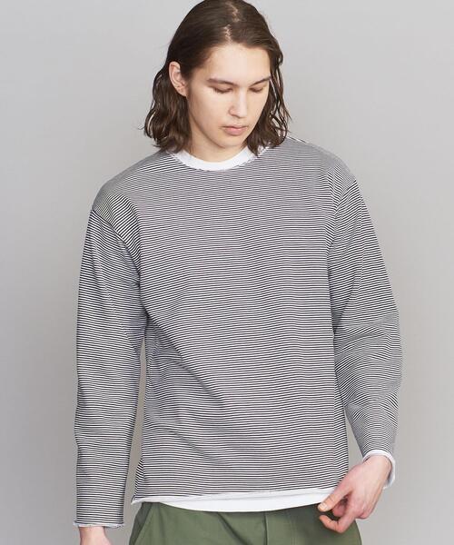 BEAUTY&YOUTH UNITED ARROWS（ビューティーアンドユースユナイテッドアローズ）の「BY カットオフ ミジンボーダー カットソー（Tシャツ/カットソー・メンズ・ネイビー/ベージュ/ダークグレー・SMALL/MEDIUM/LARGE/X-LARGE）」の6枚目の写真