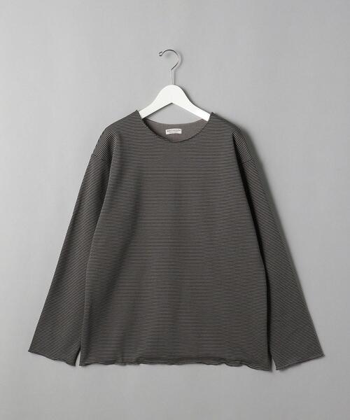 BEAUTY&YOUTH UNITED ARROWS（ビューティーアンドユースユナイテッドアローズ）の「BY カットオフ ミジンボーダー カットソー（Tシャツ/カットソー・メンズ・ネイビー/ベージュ/ダークグレー・SMALL/MEDIUM/LARGE/X-LARGE）」の9枚目の写真