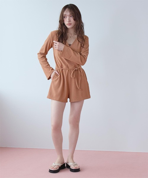SEA DRESS(シードレス)の「カシュクールオールインワン/ラッシュガード/水着(ラッシュガード・レディース・ブラック/ピンク系その他/カーキ・L/S/M)」の11枚目の写真