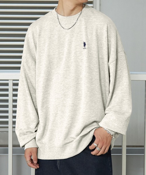 U.S. POLO ASSN.(ユーエスポロアッスン)の「U.S. POLO ASSN. / ユーエスポロアッスン 別注 ビッグシルエット ロゴ刺繍 裏毛プルオーバースウェット(スウェット・メンズ・ベージュ/ネイビー/ブラック/サックスブルー/ラベンダー/ホワイト/ブルー/ダークグレー/杢グレー/ブラウン/ライトグレー/ブラック系その他/グレー系その他/グリーン/ライトイエロー/ブルー系その他/ピンク系/ライトブルー/ライトグリーン/ライトパープル/オレンジ/グリーン系/グレー系その他2/ワインレッド/オレンジ系/パープル/アイボリー/キャメル/ブルー系/ミント/オートミール/レッド/ダークブラウン・L/M/S/XL)」の13枚目の写真