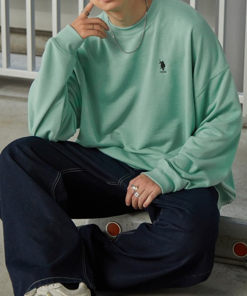 U.S. POLO ASSN.(ユーエスポロアッスン)の「U.S. POLO ASSN. / ユーエスポロアッスン 別注 ビッグシルエット ロゴ刺繍 裏毛プルオーバースウェット(スウェット・メンズ・ベージュ/ネイビー/ブラック/サックスブルー/ラベンダー/ホワイト/ブルー/ダークグレー/杢グレー/ブラウン/ライトグレー/ブラック系その他/グレー系その他/グリーン/ライトイエロー/ブルー系その他/ピンク系/ライトブルー/ライトグリーン/ライトパープル/オレンジ/グリーン系/グレー系その他2/ワインレッド/オレンジ系/パープル/アイボリー/キャメル/ブルー系/ミント/オートミール/レッド/ダークブラウン・L/M/S/XL)」の16枚目の写真