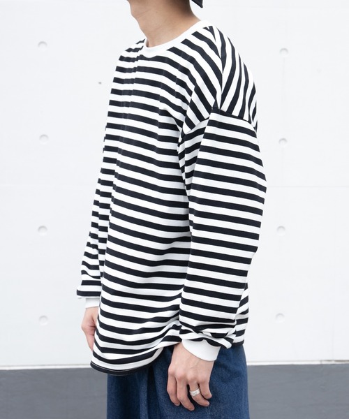 PairPair（ペアペア）の「ボーダーロンT(メンズ/リンクアイテム)（Tシャツ/カットソー・メンズ・ブルー/モカ/ブラック・FREE）」の12枚目の写真