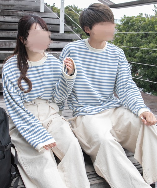 PairPair（ペアペア）の「ボーダーロンT(メンズ/リンクアイテム)（Tシャツ/カットソー・メンズ・ブルー/モカ/ブラック・FREE）」の20枚目の写真