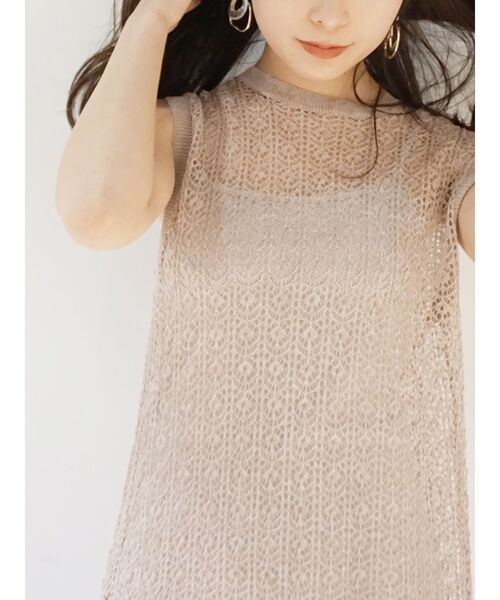 MERCURYDUO（マーキュリーデュオ）の「メッシュバックリボンニットワンピース（ワンピース・レディース・ダークグリーン/ベージュ/オフホワイト・FREE）」の11枚目の写真