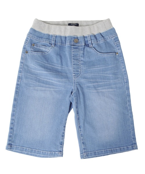 GLAZOS（グラソス）の「接触冷感デニム・ハーフパンツ（デニムパンツ・キッズ・ライトブルー/ホワイト/ブルー・160cm/130cm/170cm/140cm/150cm）」の2枚目の写真