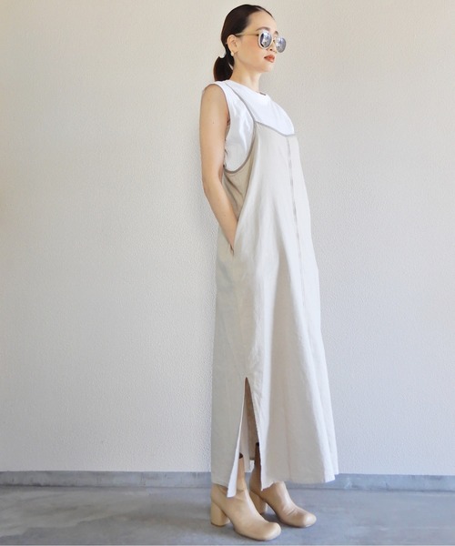 y/m by Yukie（イムバイユキエ）の「リネンレーヨンキャミワンピース（ワンピース・レディース・チャコールグレー/ベージュ・FREE）」の18枚目の写真