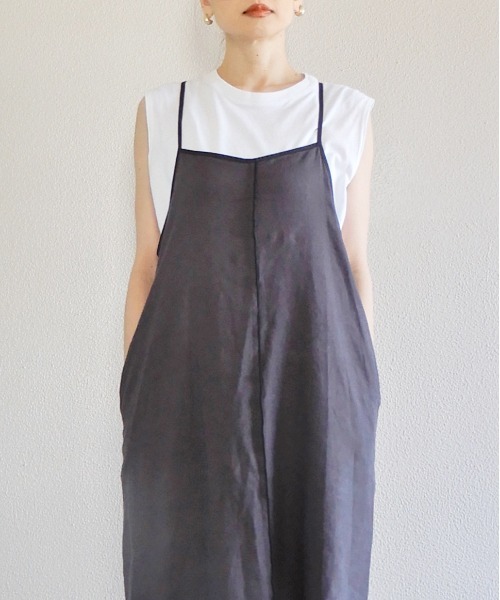 y/m by Yukie（イムバイユキエ）の「リネンレーヨンキャミワンピース（ワンピース・レディース・チャコールグレー/ベージュ・FREE）」の10枚目の写真