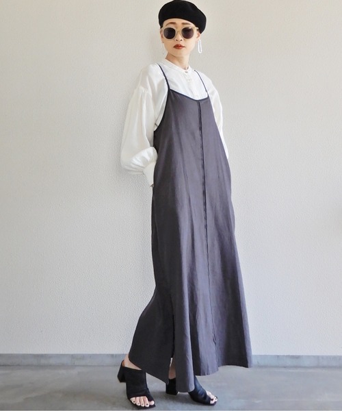 y/m by Yukie（イムバイユキエ）の「リネンレーヨンキャミワンピース（ワンピース・レディース・チャコールグレー/ベージュ・FREE）」の21枚目の写真