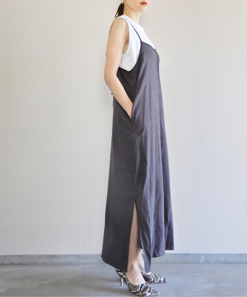 y/m by Yukie（イムバイユキエ）の「リネンレーヨンキャミワンピース（ワンピース・レディース・チャコールグレー/ベージュ・FREE）」の11枚目の写真