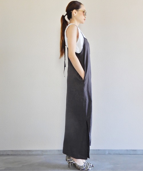 y/m by Yukie（イムバイユキエ）の「リネンレーヨンキャミワンピース（ワンピース・レディース・チャコールグレー/ベージュ・FREE）」の22枚目の写真