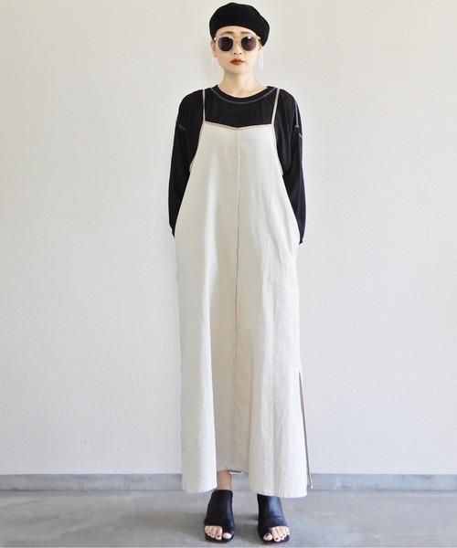 y/m by Yukie（イムバイユキエ）の「リネンレーヨンキャミワンピース（ワンピース・レディース・チャコールグレー/ベージュ・FREE）」の20枚目の写真