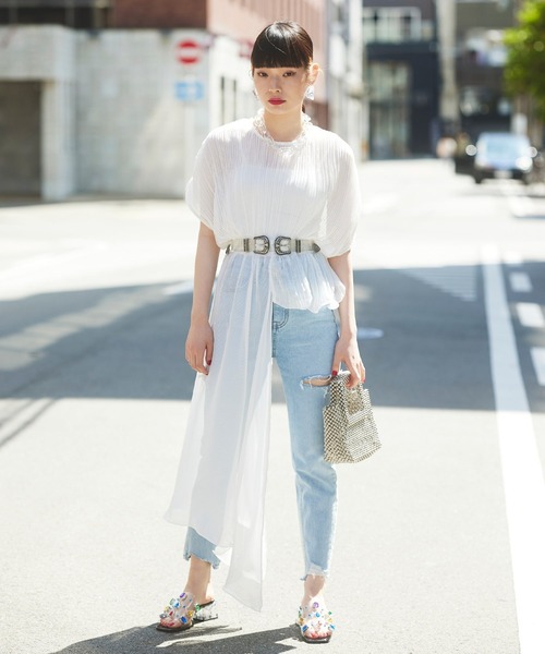 Narcissus（ナルシス）の「【Narcissus】アシメトップス（シャツ/ブラウス・レディース・ホワイト/ベージュ/ブラック・FREE）」の4枚目の写真