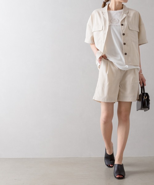 SpRay（スプレイ）の「オープンカラー　セットアップ（セットアップ・レディース・ベージュ/イエロー/オレンジ/ブルー・FREE）」の2枚目の写真