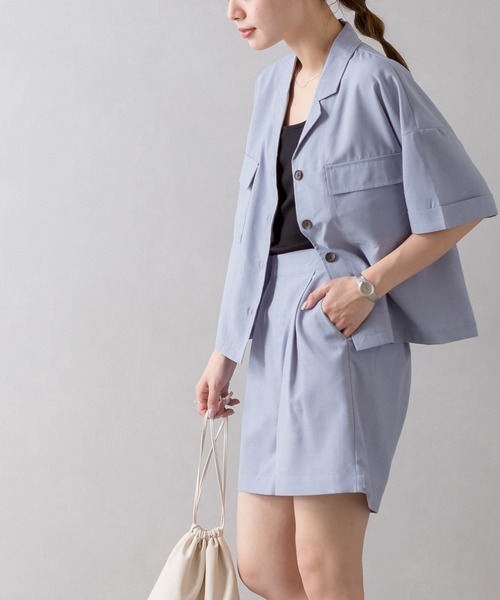 SpRay（スプレイ）の「オープンカラー　セットアップ（セットアップ・レディース・ベージュ/イエロー/オレンジ/ブルー・FREE）」の3枚目の写真