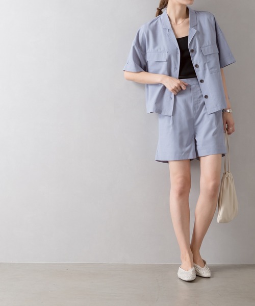 SpRay（スプレイ）の「オープンカラー　セットアップ（セットアップ・レディース・ベージュ/イエロー/オレンジ/ブルー・FREE）」の5枚目の写真