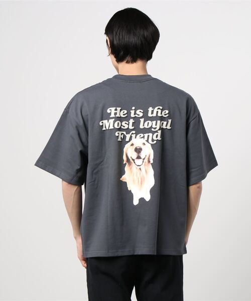 WEGO（ウィゴー）の「WEGO/DOGプリント5分袖ビッグシルエットTシャツ（Tシャツ/カットソー・メンズ・スミクロ/ブルー/グリーン/ホワイト・MEDIUM/LARGE）」の8枚目の写真