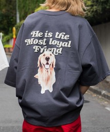 WEGO | WEGO/DOGプリント5分袖ビッグシルエットTシャツ(Tシャツ/カットソー)