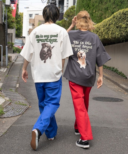 WEGO（ウィゴー）の「WEGO/DOGプリント5分袖ビッグシルエットTシャツ（Tシャツ/カットソー・メンズ・スミクロ/ブルー/グリーン/ホワイト・MEDIUM/LARGE）」の19枚目の写真