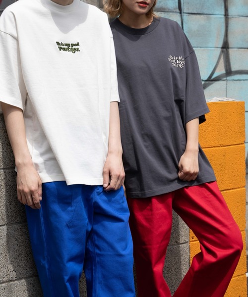 WEGO（ウィゴー）の「WEGO/DOGプリント5分袖ビッグシルエットTシャツ（Tシャツ/カットソー・メンズ・スミクロ/ブルー/グリーン/ホワイト・MEDIUM/LARGE）」の16枚目の写真