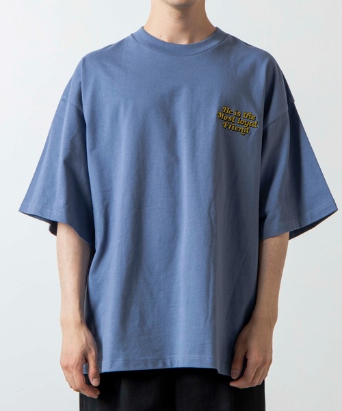 WEGO（ウィゴー）の「WEGO/DOGプリント5分袖ビッグシルエットTシャツ（Tシャツ/カットソー・メンズ・スミクロ/ブルー/グリーン/ホワイト・MEDIUM/LARGE）」の14枚目の写真