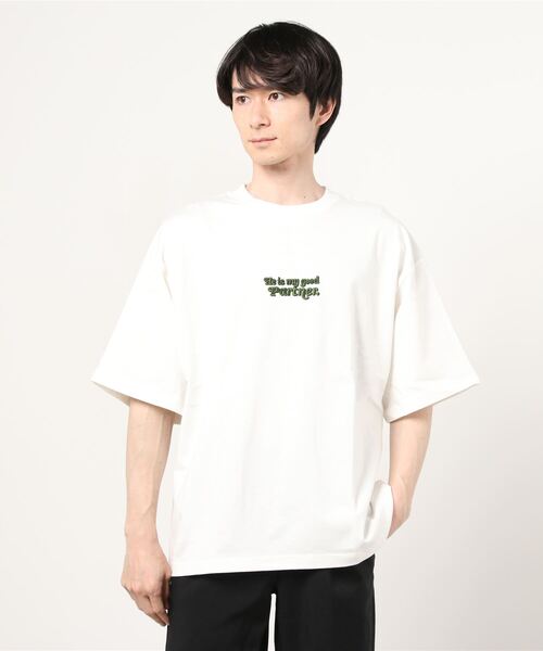 WEGO（ウィゴー）の「WEGO/DOGプリント5分袖ビッグシルエットTシャツ（Tシャツ/カットソー・メンズ・スミクロ/ブルー/グリーン/ホワイト・MEDIUM/LARGE）」の11枚目の写真