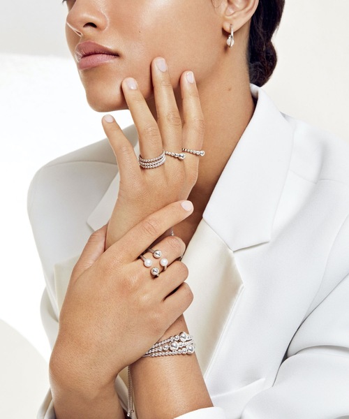 Storivk10Pandora シルバースライダーブレスレット約17 PANDORA（パンドラ）の「ストリング オブ ビーズ スライダー