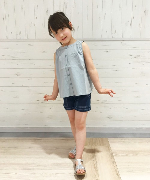セール】ノースリーブ前開きチュニックブラウス（シャツ
